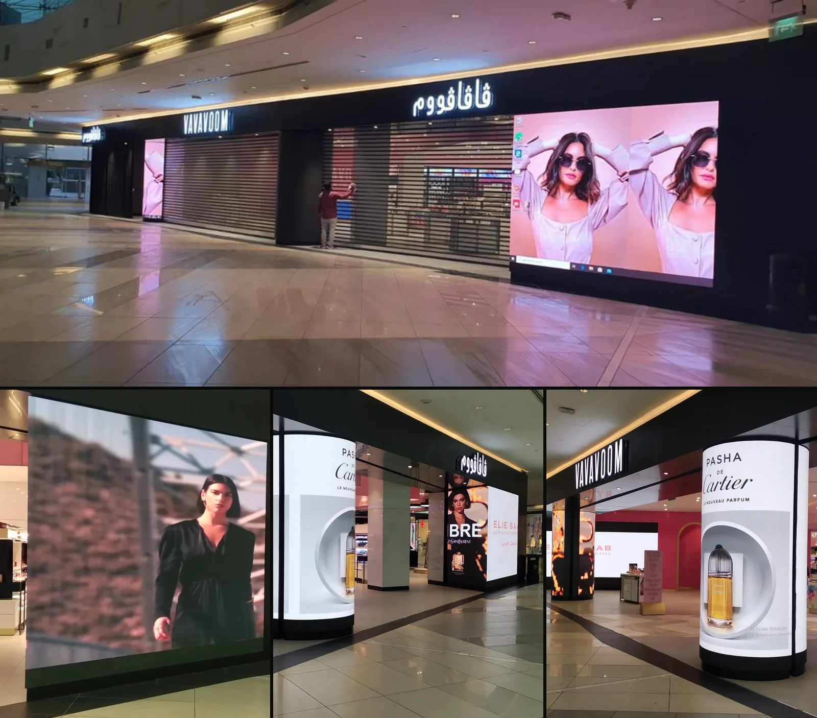VAVAVOOM flagship store in Kuwait: fifty-metre frontage wrapped in LED walls and digital signage
