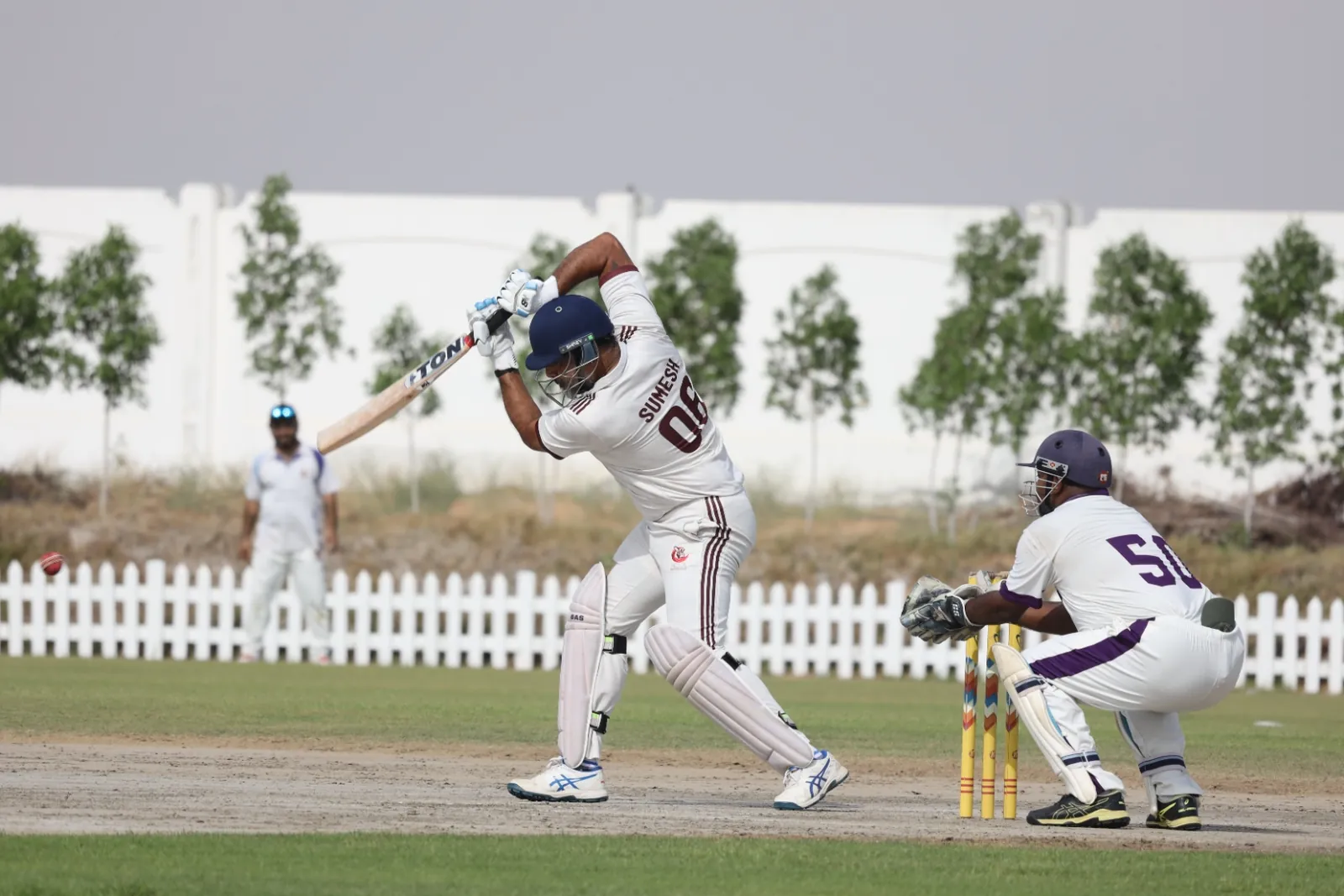 Sumesh driving through the covers in MINA CC whites