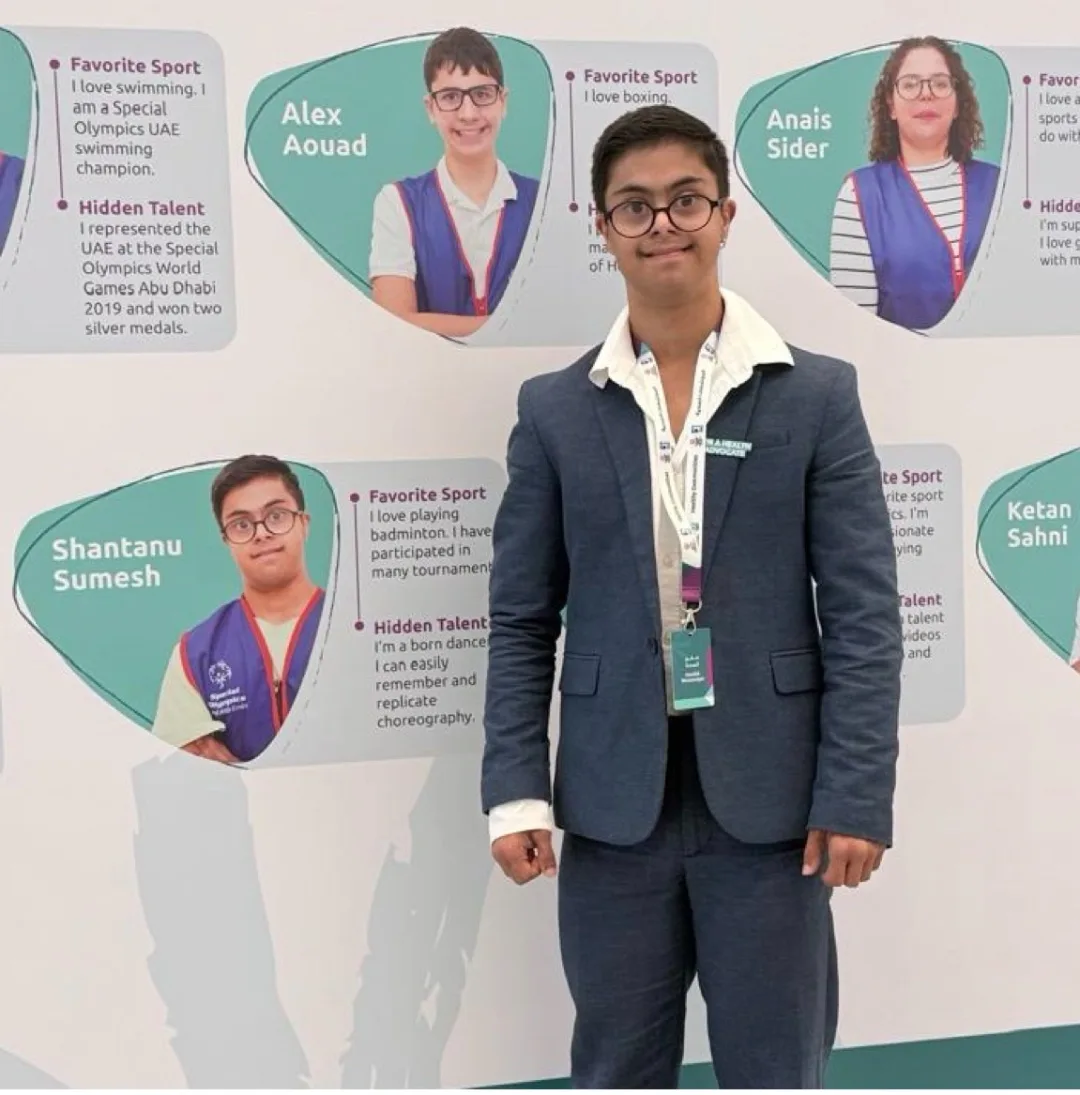 Shantanu at the Special Olympics athlete wall